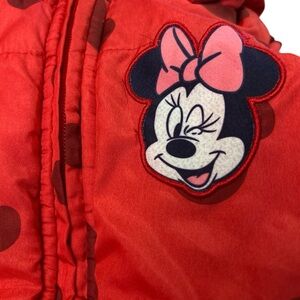 Red Minnie Mouse Puffer Vest Jacket with Hood